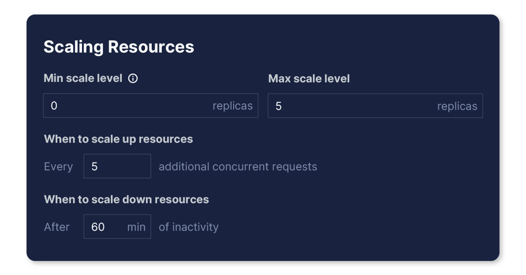 Striveworks inference server scaling settings